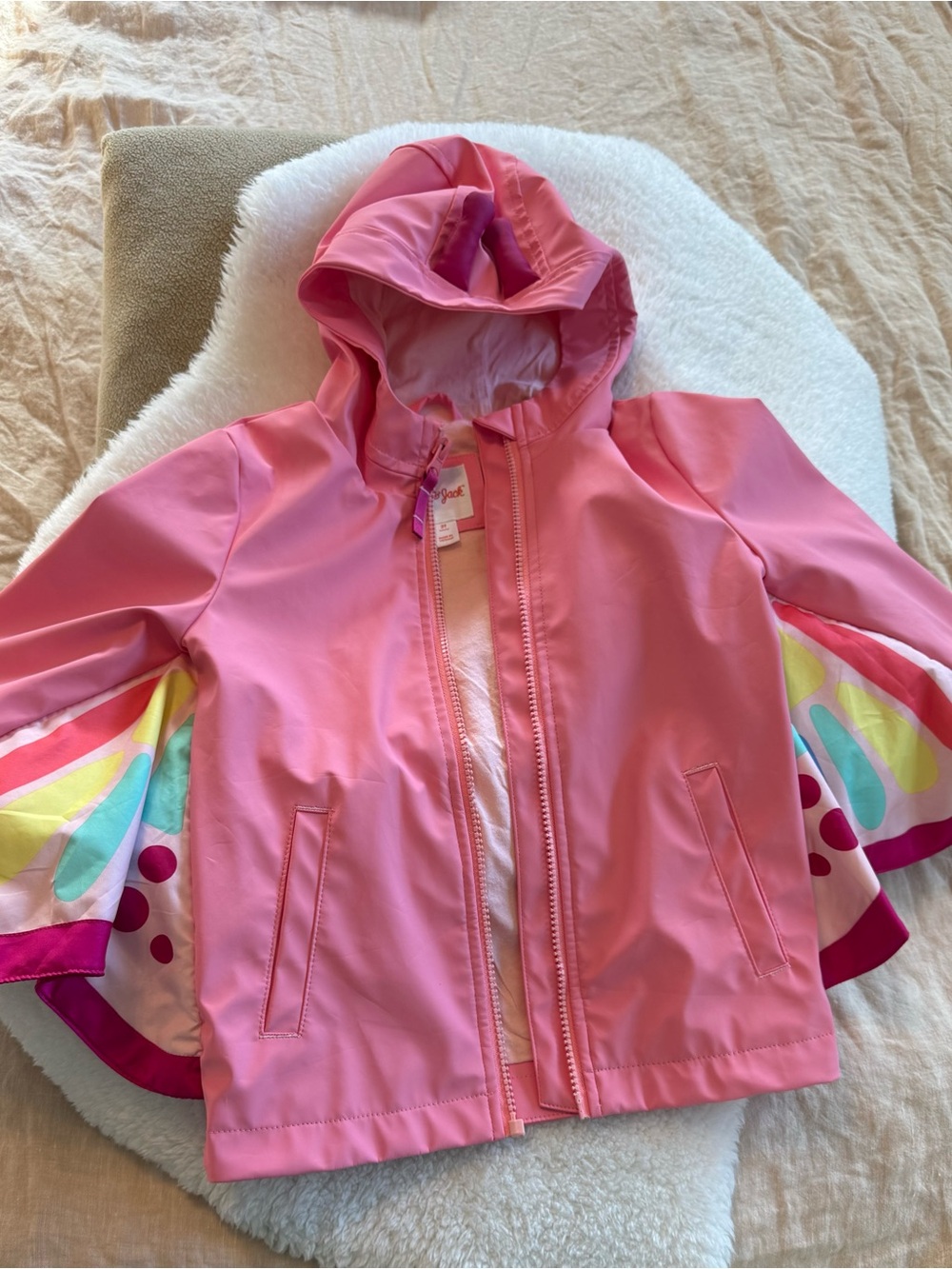 Pink Kids Hooded Raincoat - Butterfly Design Cat & Jack